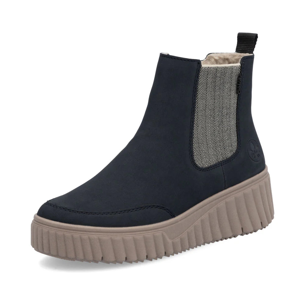 Rieker navy fleece lined Chelsea boots sizes 4-8