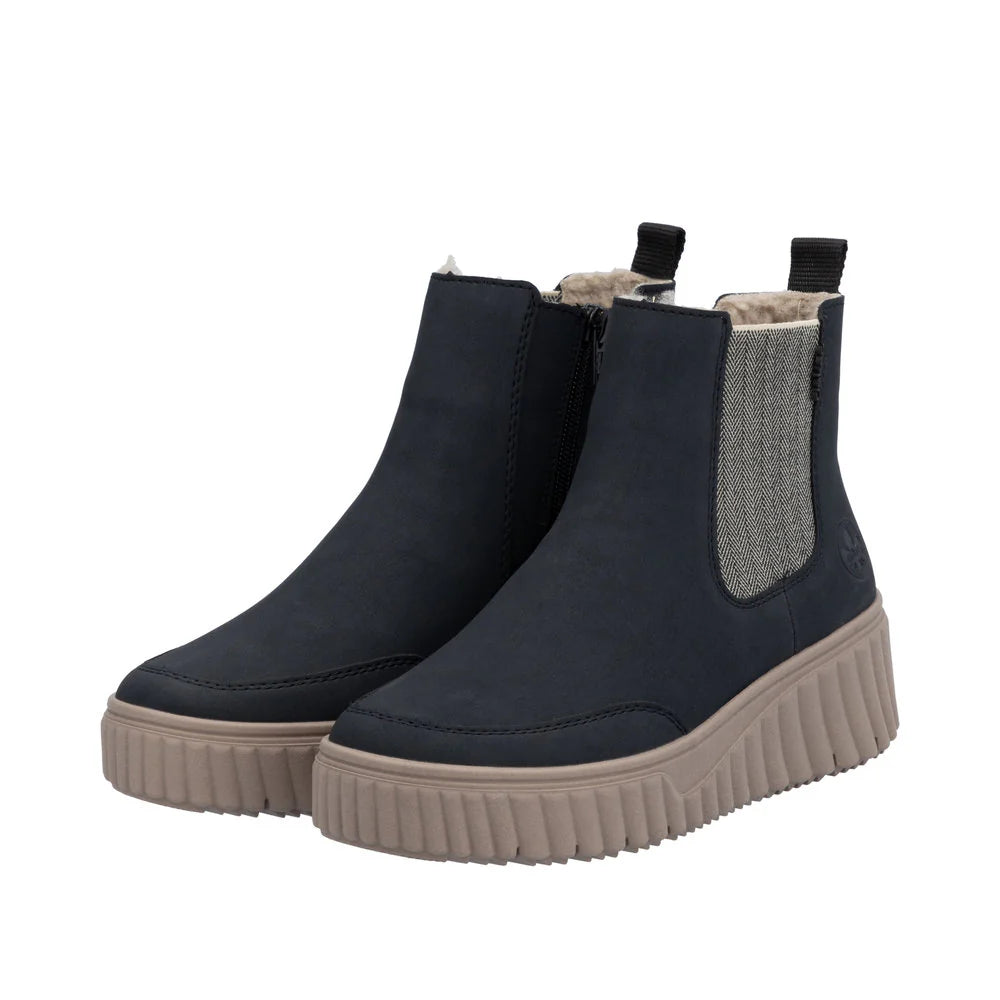Rieker navy fleece lined Chelsea boots sizes 4-8