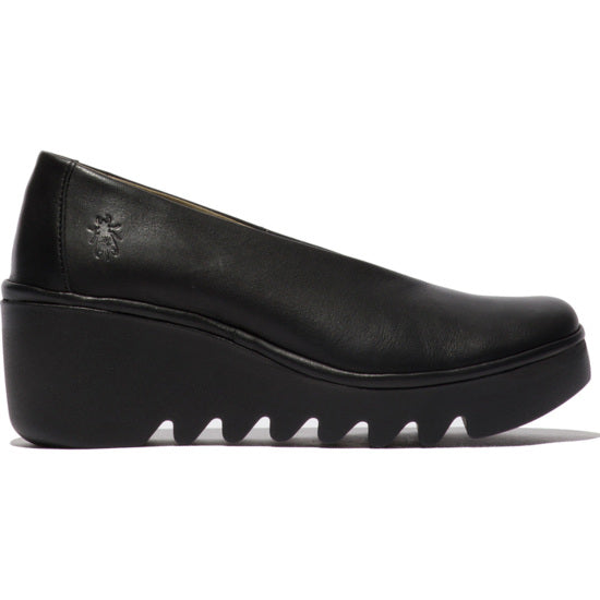 Fly of London Beso Dublin black leather wedge shoes sizes 4-8