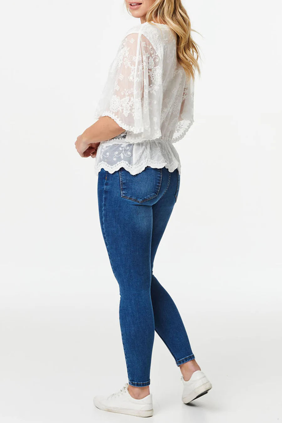 Stella Morgan broderie anglaise white peplum blouse sizes 8,10,12