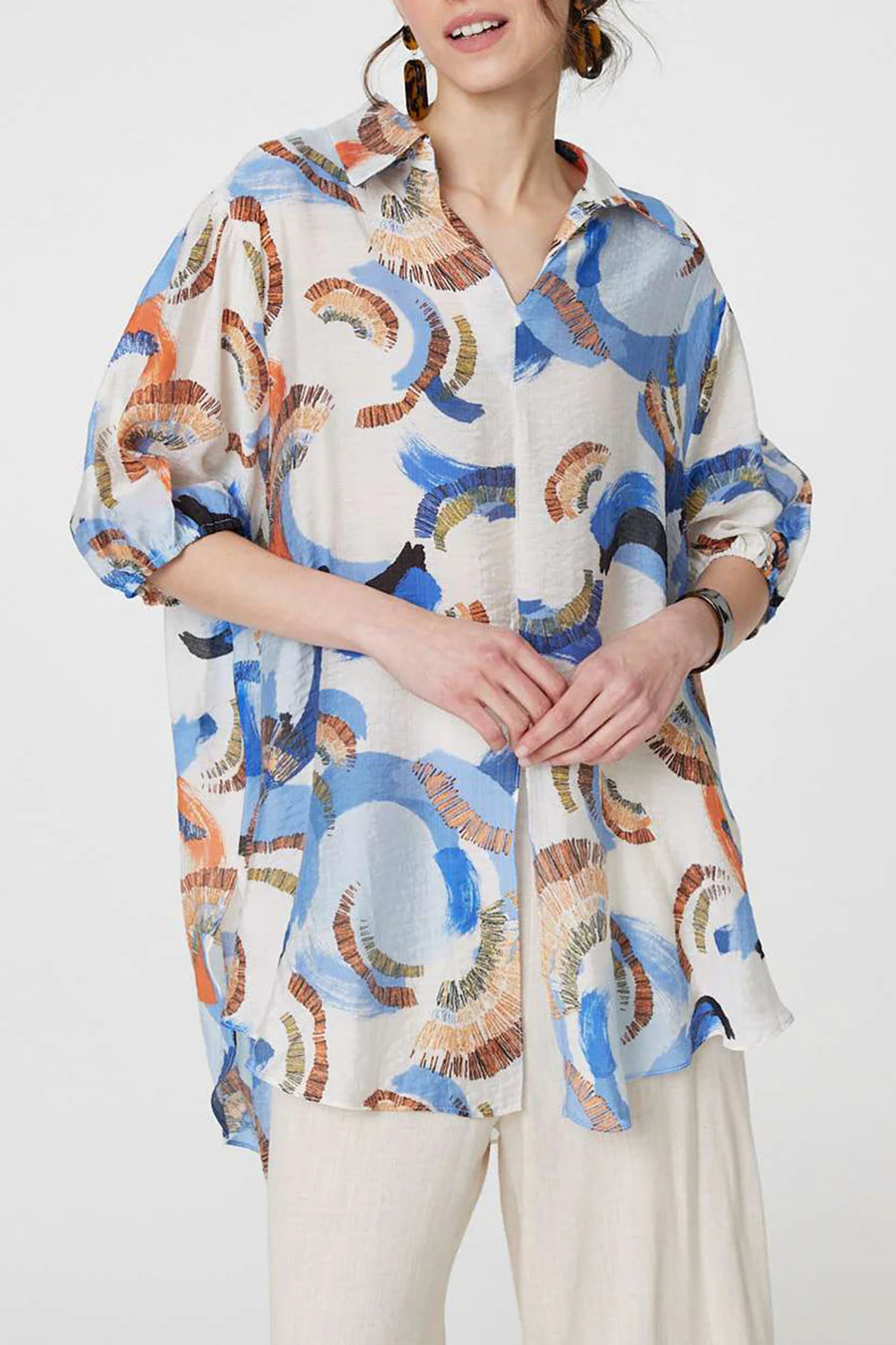 Stella Morgan abstract print oversized blouse sizes 8,10,12,14,16