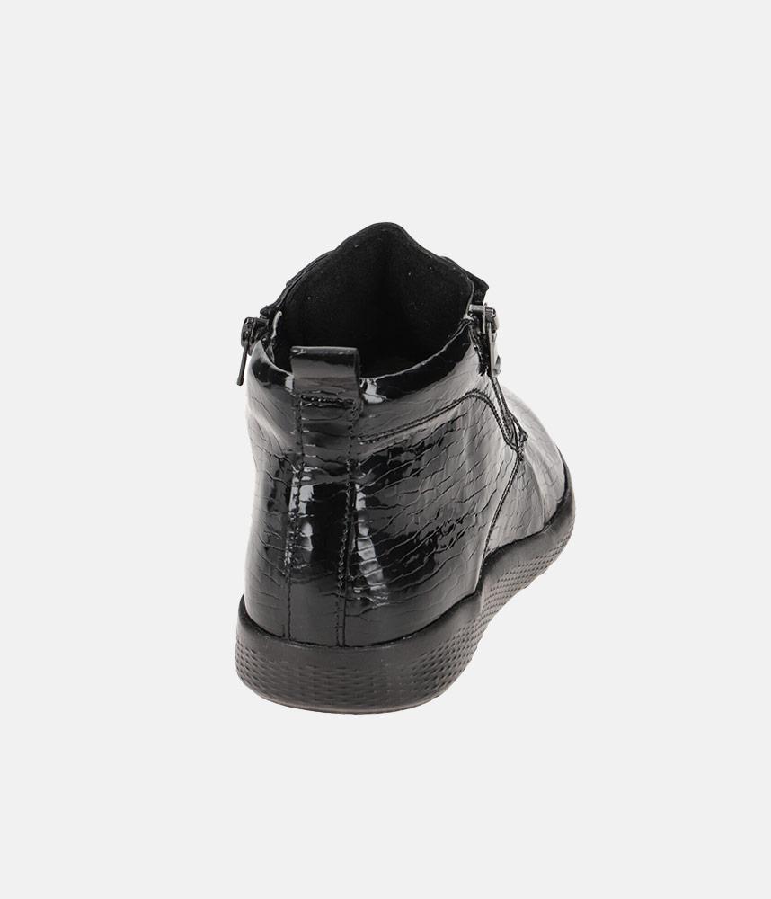 Waldlaufer Brez black leather patent ankle boots wide fit sizes 4-8