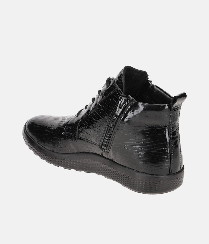 Waldlaufer Brez black leather patent ankle boots wide fit sizes 4-8