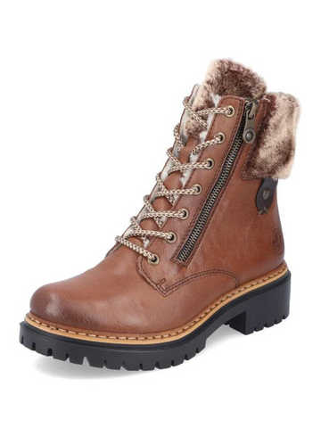 Rieker tan fleece trimmed lace up ankle boots sizes 4-8