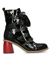 Laura Vita Evcao black leather heeled lace up boot sizes 4-8