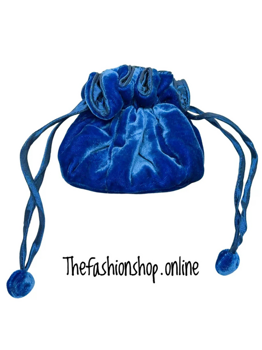 Lua Blue Velvet Draw Pull Pouch