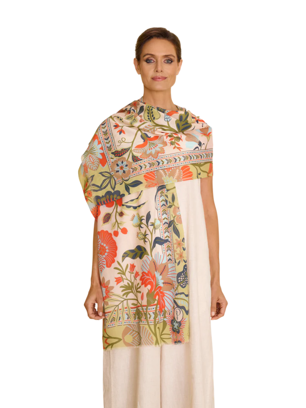 Powder Folky Floral Scarf Coconut