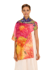 Powder Bountiful Blooms Linen Cotton Scarf