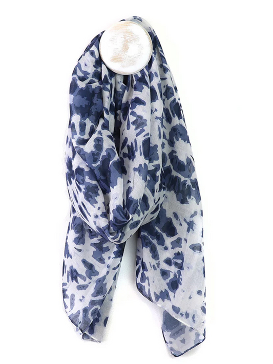 Pom Blue White Classic Tie Dye Print Repreve Scarf