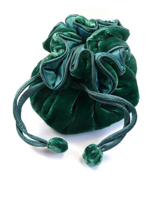 Lua Green Velvet Draw Pull Pouch