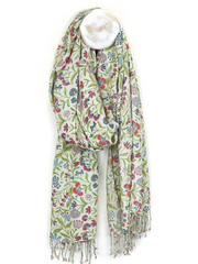 Pom White Multi Wild Flower Meadow Print Scarf