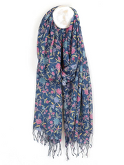 Pom blue Mix Floral Vines Print Scarf