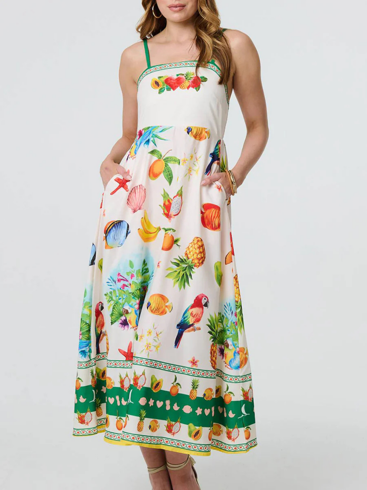 Stella Morgan tropical strap midi dress sizes 8-16