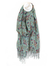 Pom Dusky Turquoise Romantic Garden Print Scarf