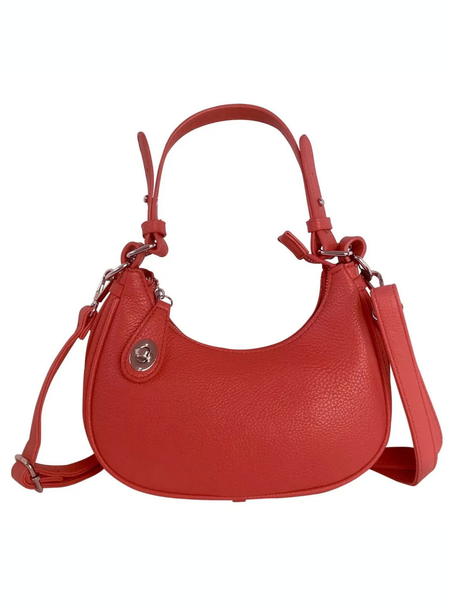 Tara Red Turn Lock Handle Bag with Shoulder strap