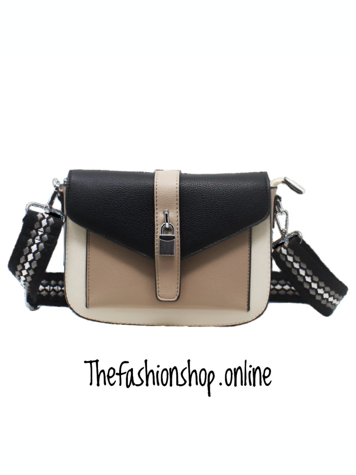 Kizzie Shoulder Bag in Black Mocha and Cream