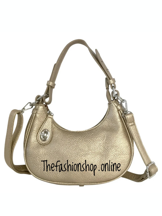 Opulent Tara Gold Turn Lock Handle Bag with Shoulder strap