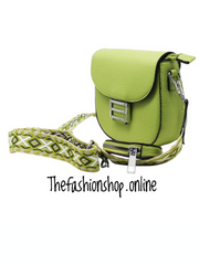 Suzie Saddle Bag with Shoulder strap and coin purse in Lime Green