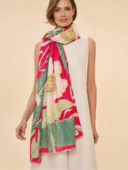 Powder Delicate Tropical Dark Rose Scarf