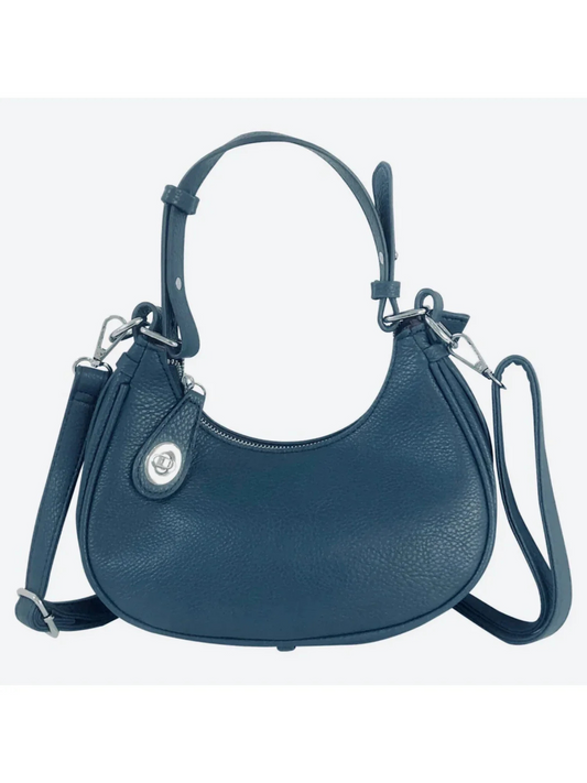 Tara Navy Turn Lock Handle Bag with Shoulder strap