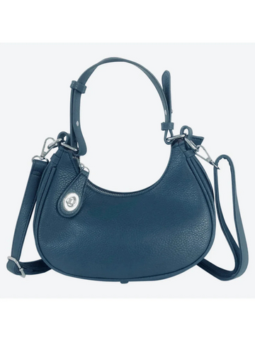 Tara Navy Turn Lock Handle Bag with Shoulder strap
