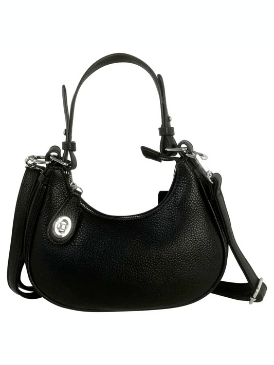 Tara Black Turn Lock Hand Bag with Shoulder Strap