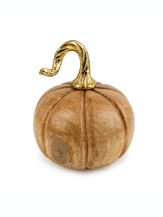 Candlelight Mango Wood Pumpkin Ornament