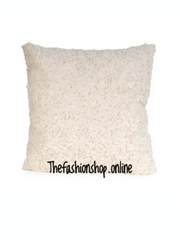 Candlelight Faux Fur Square Cushion in Cream