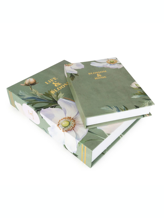 Candlelight Set of 2 book boxes Florals White Poppy and Sage
