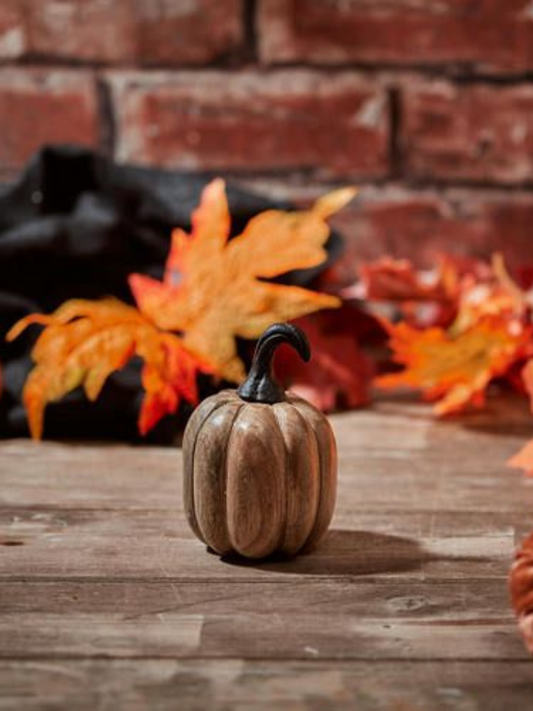 Mango wood small pumpkin ornament
