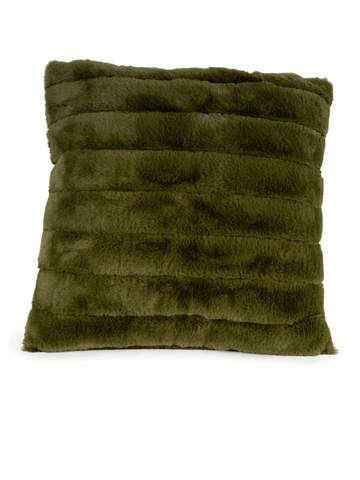 Candlelight Olive Faux Fur Cushion