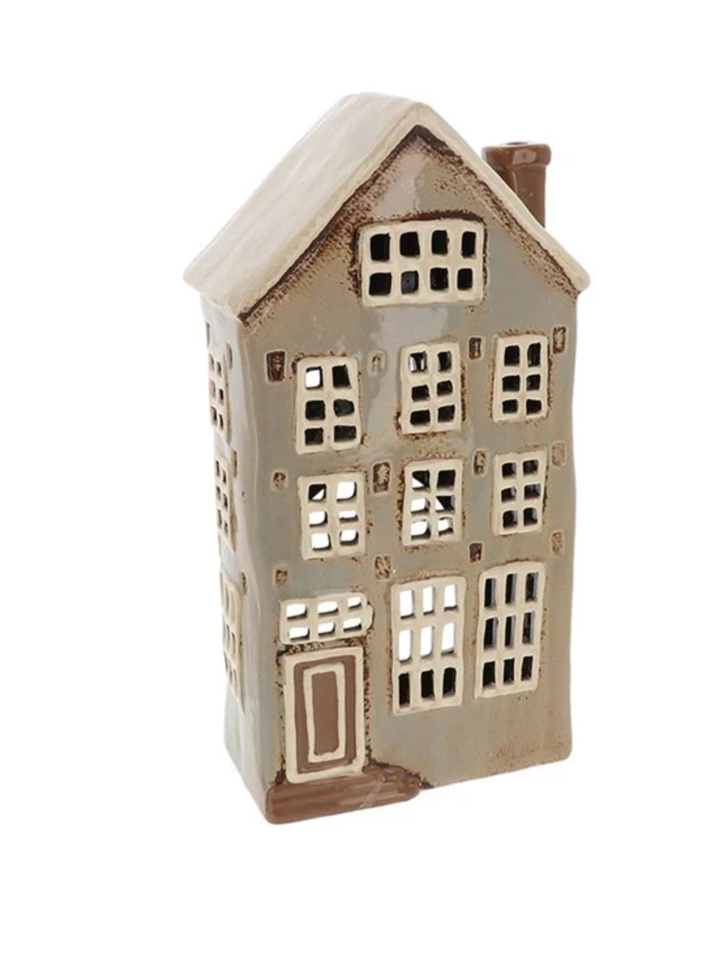 Village Pottery Tall Grey Townhouse Tealight