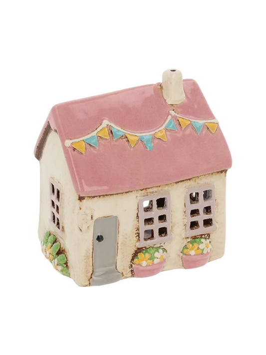 Village Pottery Garden Flags House Cream Tealight