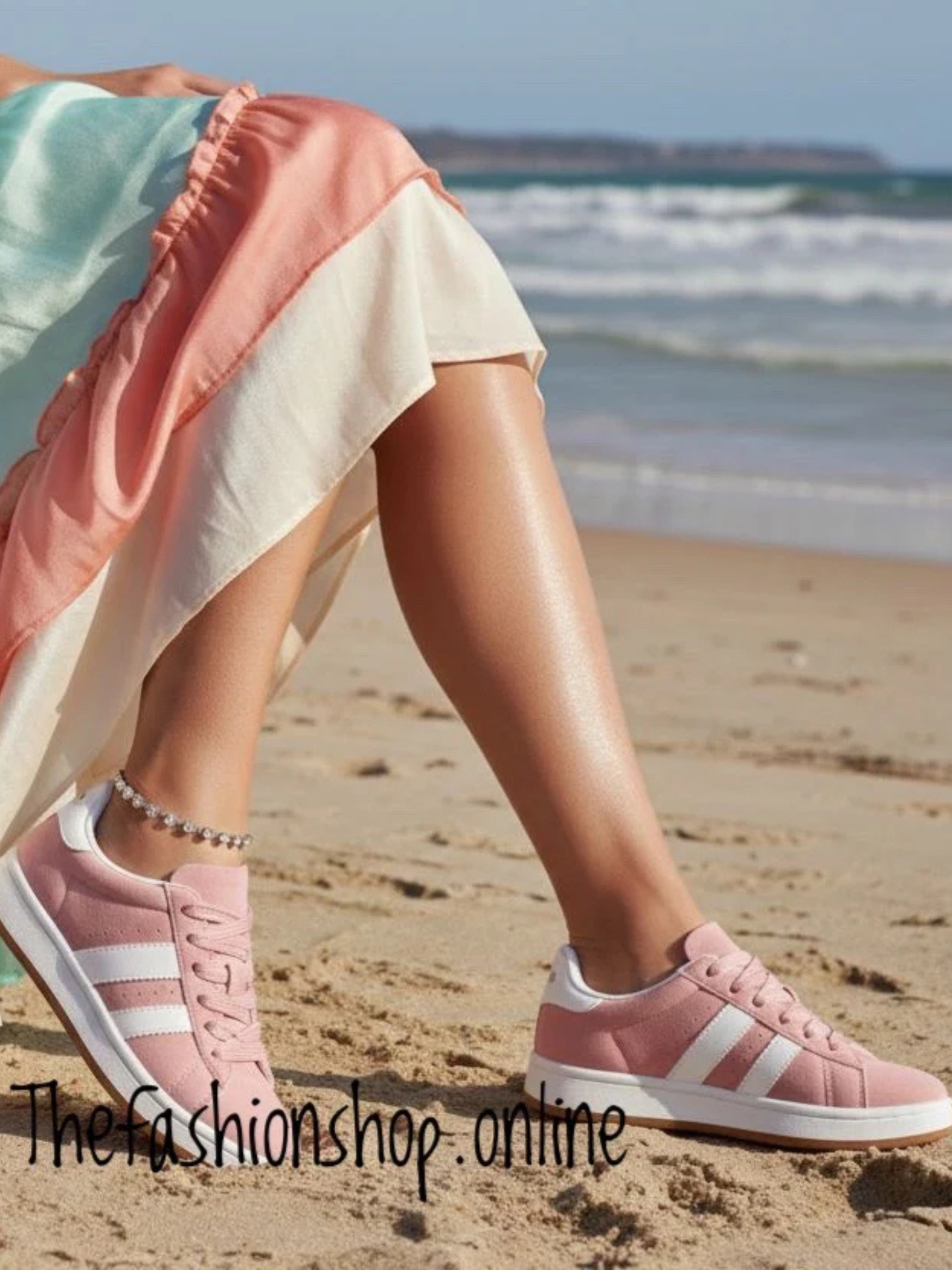 Elsie pink twin stripe faux suede trainers sizes 4-8 (37-41)