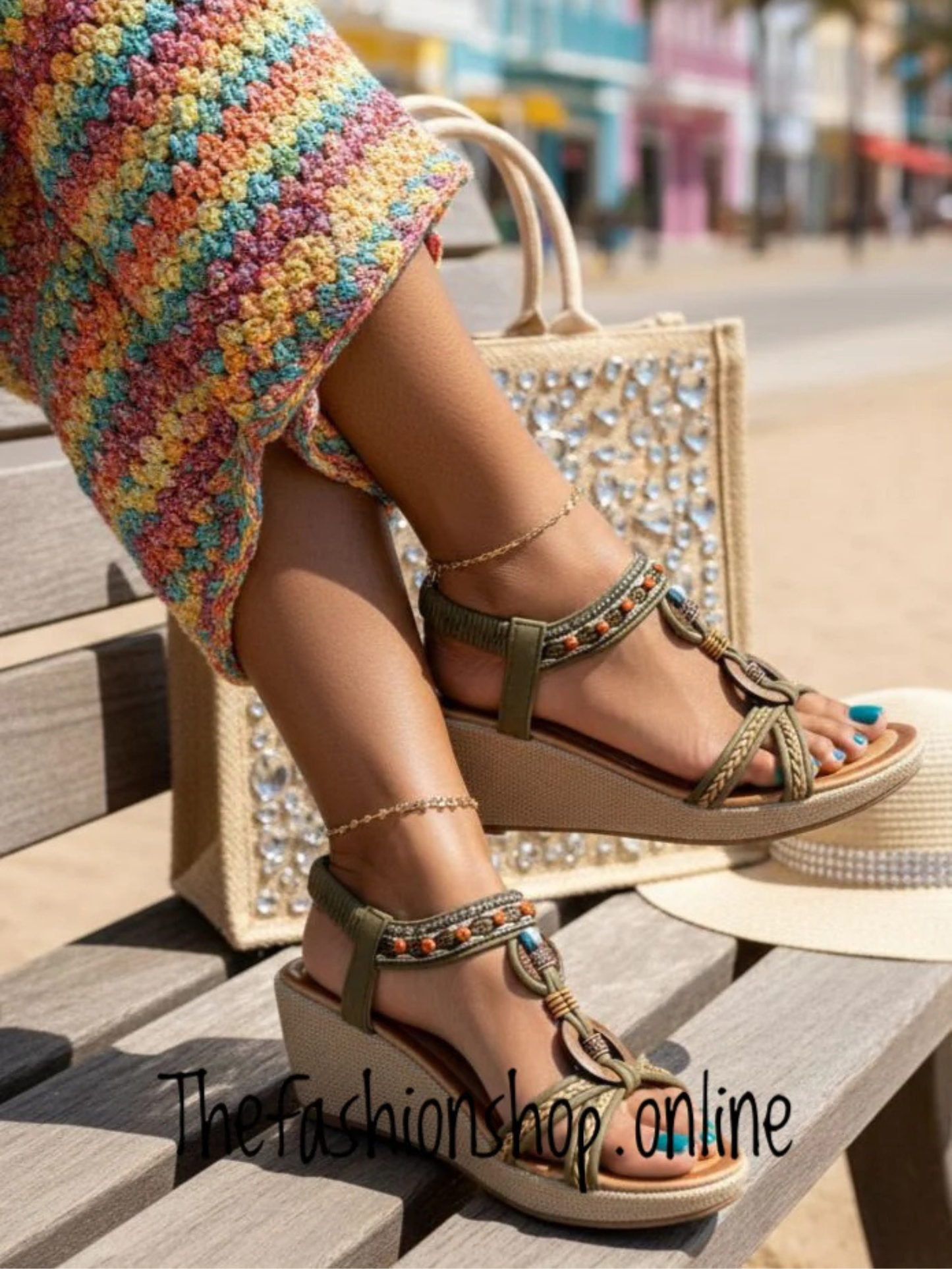 Jo & Joe khaki Trinidad wedge sandals sizes 4-8 (37-41)