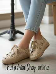Cally beige cut out espadrille trainers sizes 3-8 (36-41)