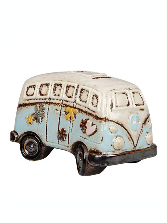 Village Pottery Campervan Money Box Blue