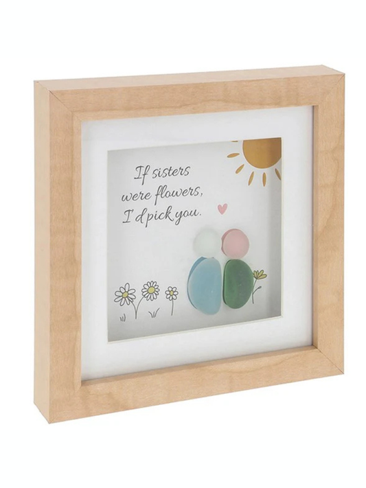 Pebble glass square sisters plaque