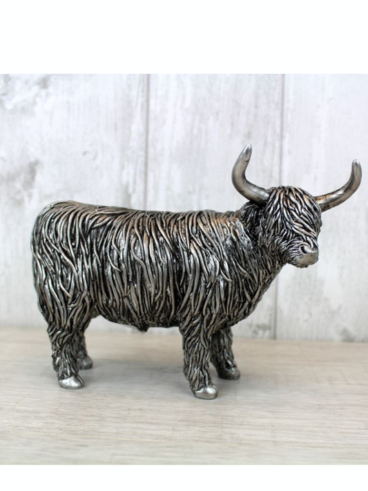 Textured resin highland cow ornament
