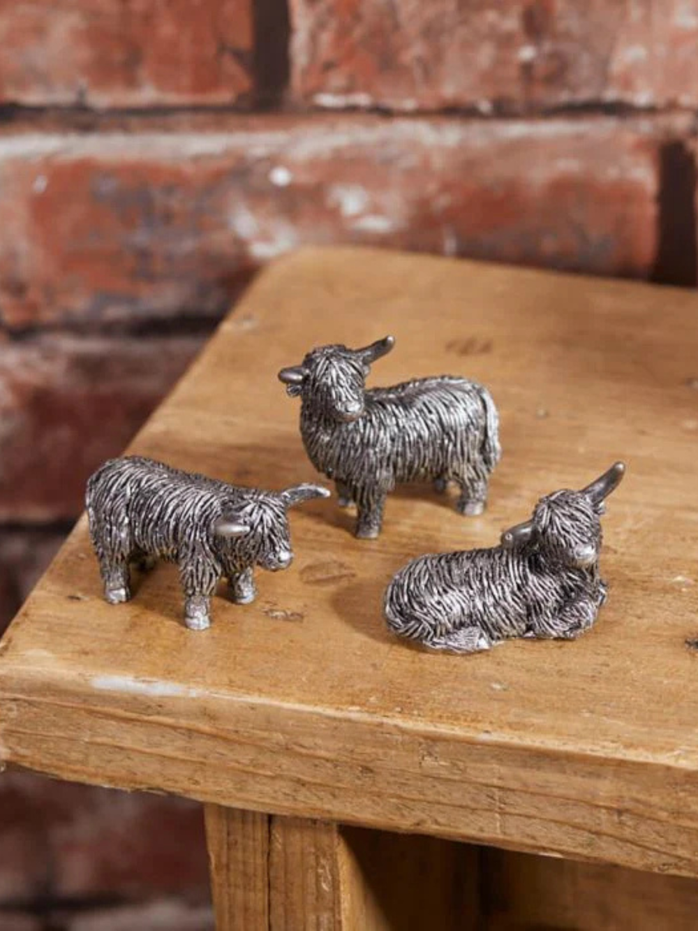 Highland cow mini resin ornaments set of three