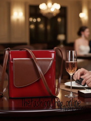 Ladies Binocular Cross Body Bag in Red and Tan