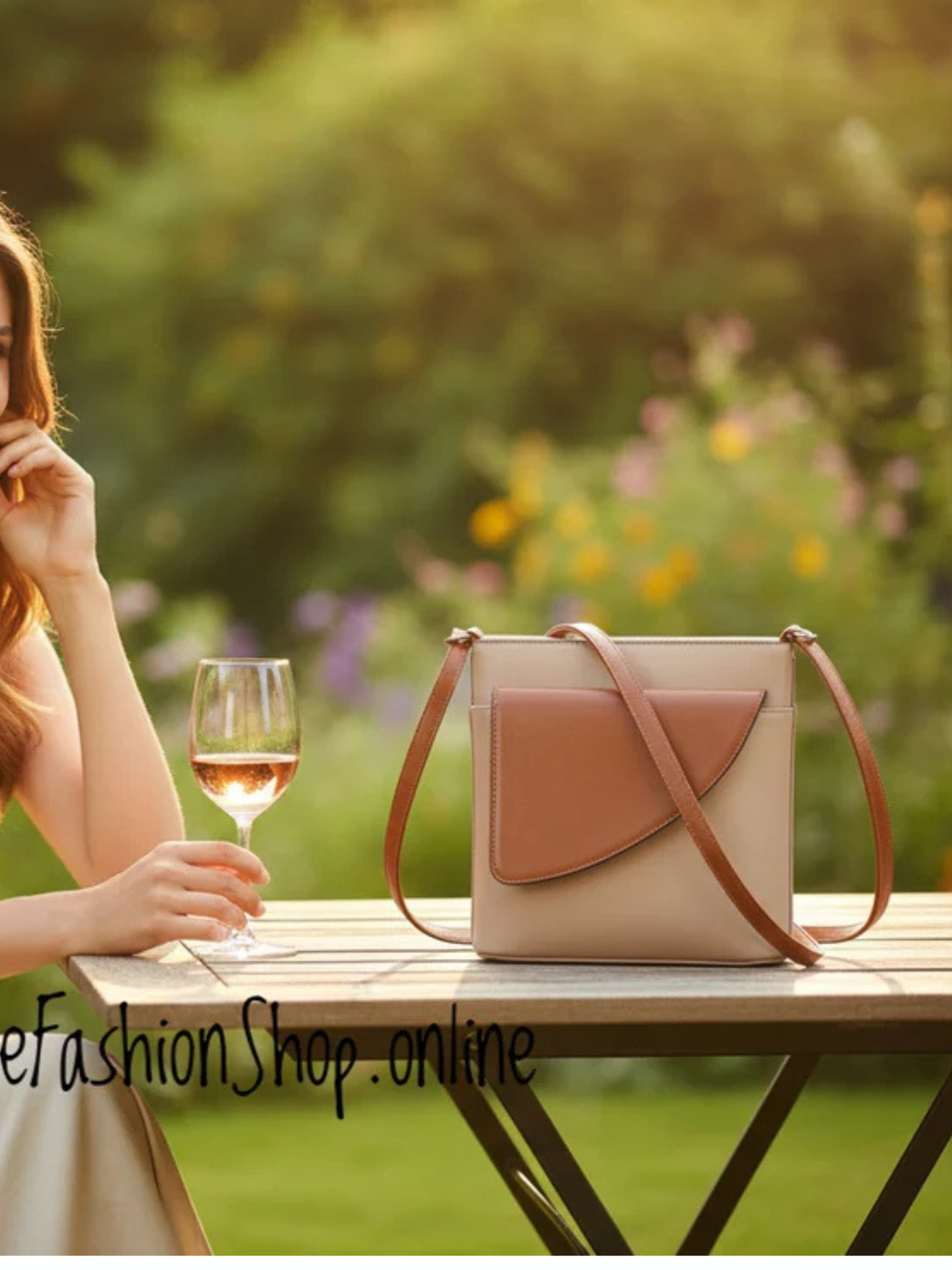 Ladies Binocular Cross Body Bag in Coffee and Tan