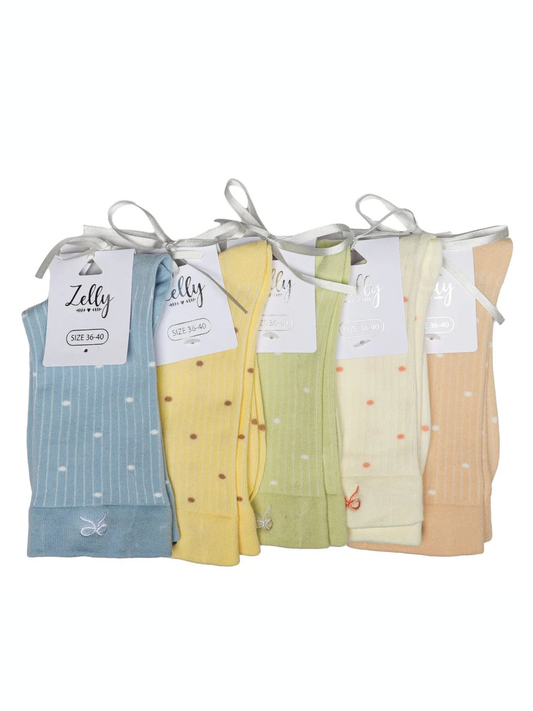 Zelly 5 pack Cora dotty ankle socks 3-7