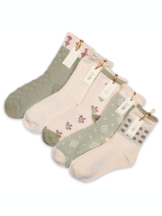 Zelly 5 pack sage ankle socks 3-7