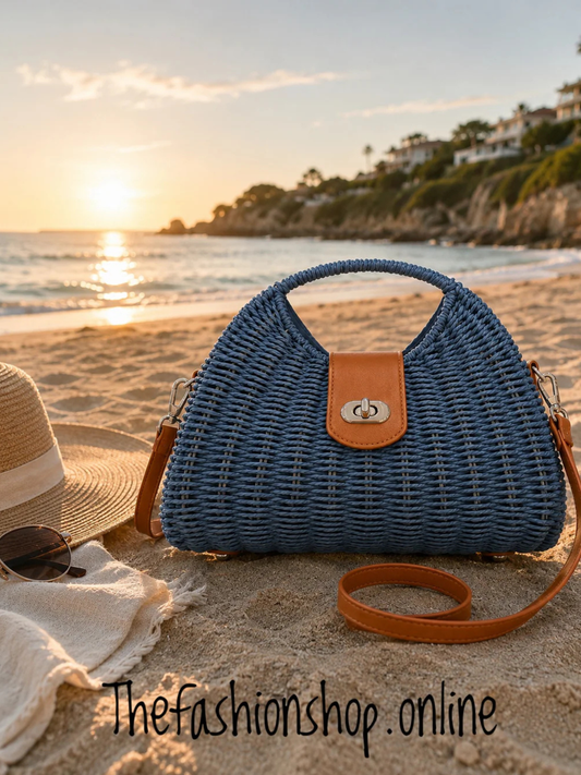 The Riviera Weave Bag in Blue