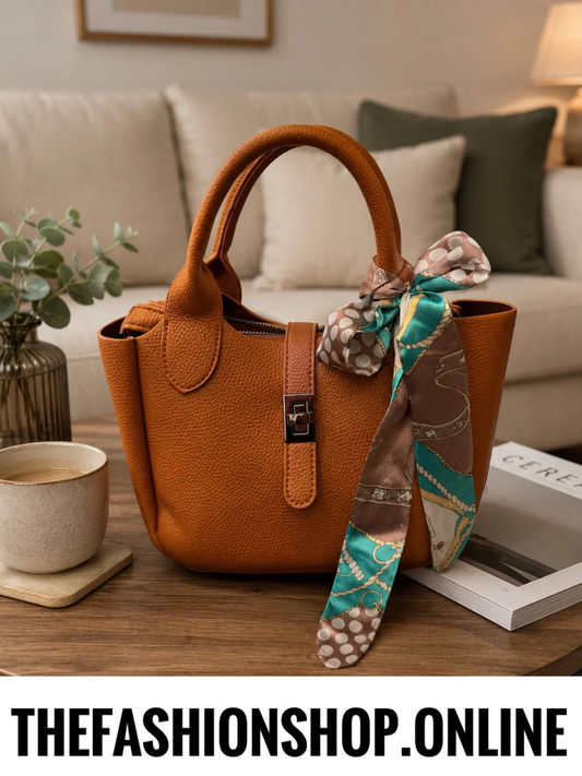 Zara Brown faux leather grab bag