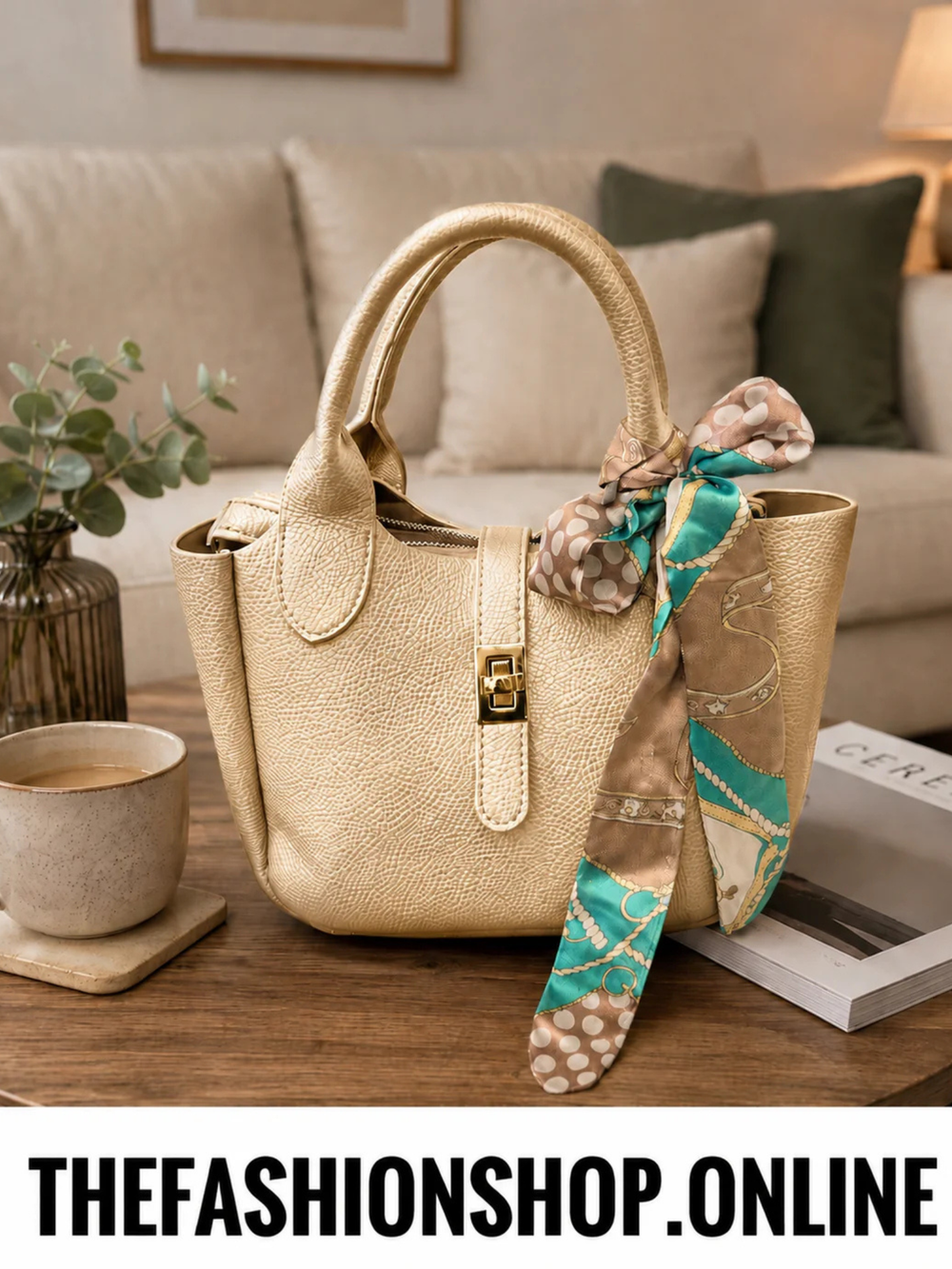 Zara gold faux leather grab bag