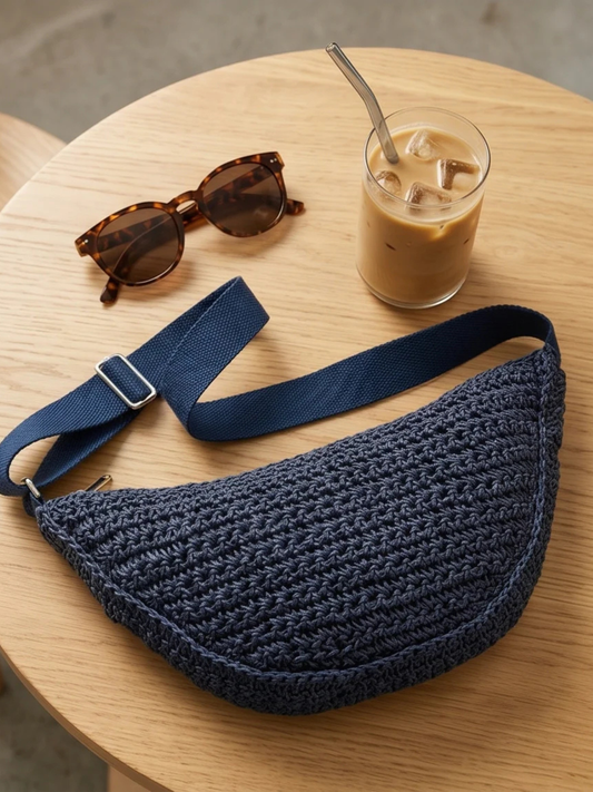 Santiago navy raffia crossbody bag