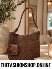 The Bella Weave Bag in Chocolate Brown