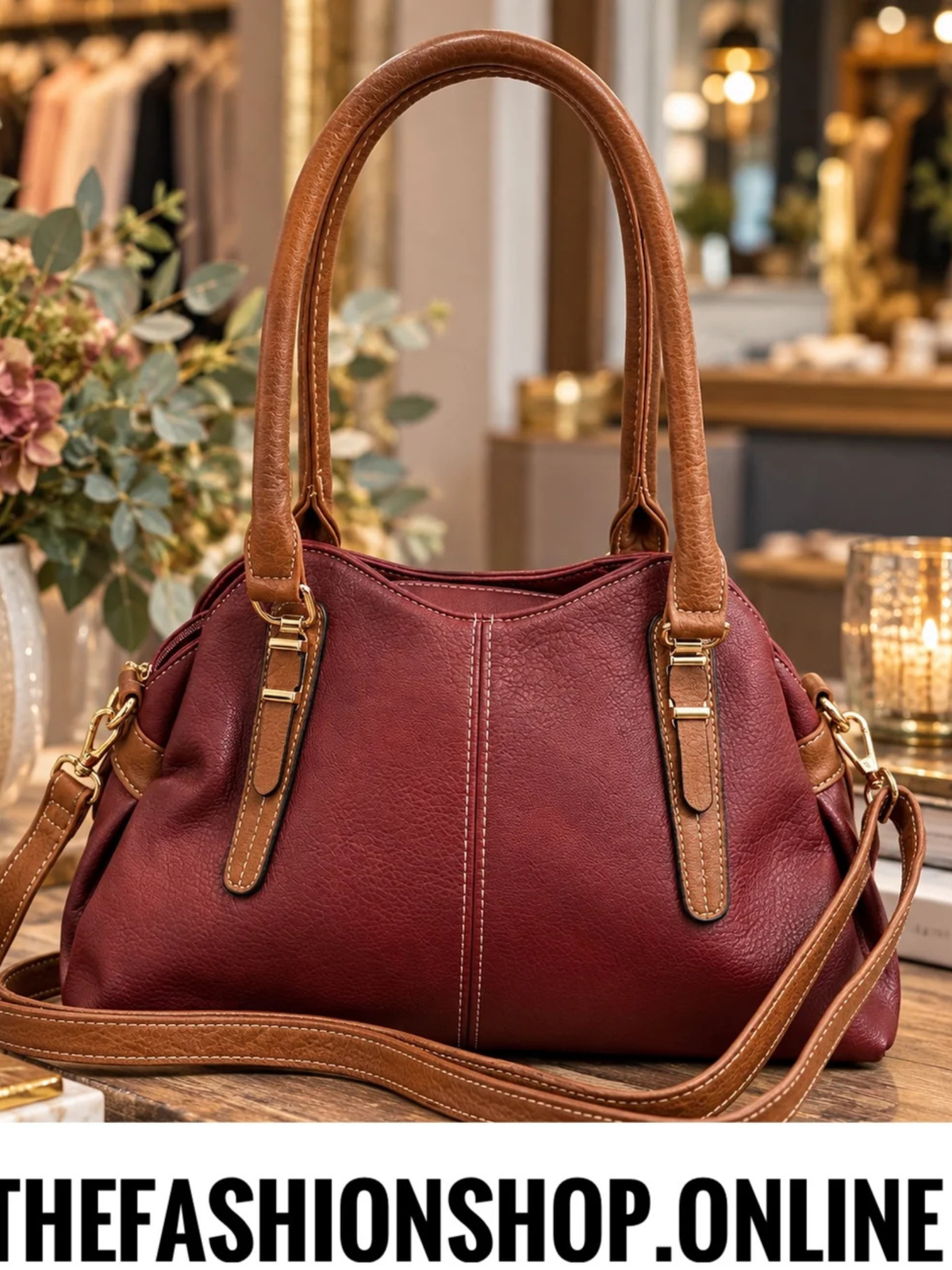The Verona Bag in Wine and Tan